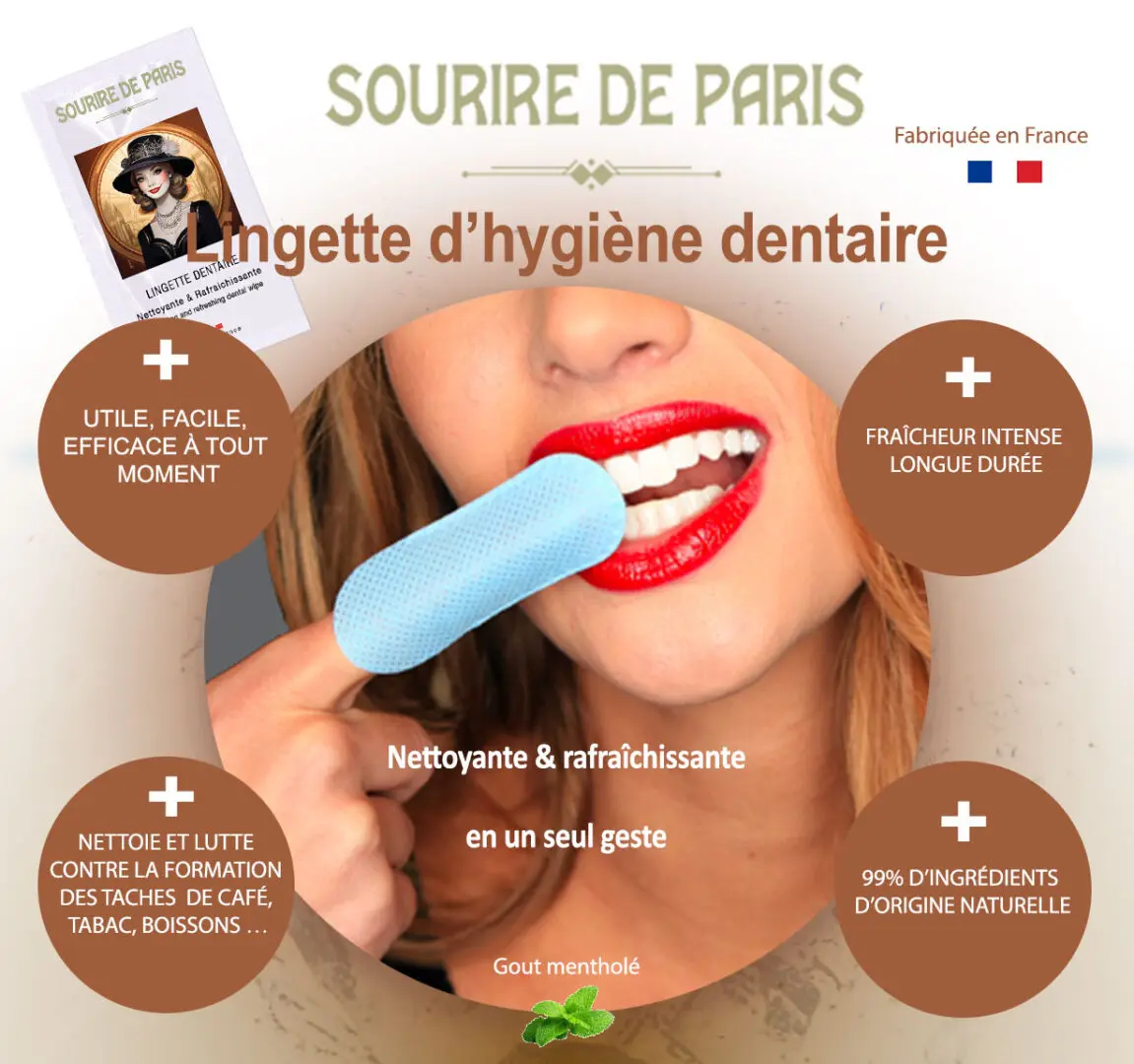 image représentant les avantages de la lingette dentaire